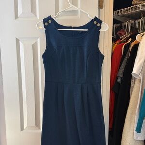 Banana Republic Navy Midi Dress with Gold Accents